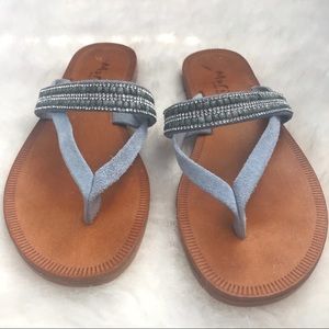 Chic Light Blue Suede Sandals